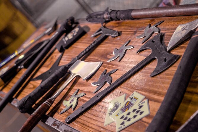 Axe Throwing Las Vegas Fremont Street - Weapons Beyond Axes, Including VIP Shovels
