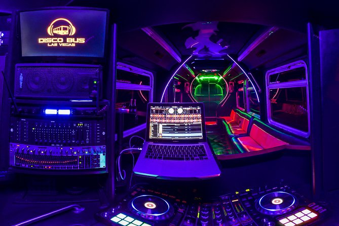 Disco Party Bus Photo Tour - On-board setup: Bluetooth speaker, bartender, and drinks that keep the mood up