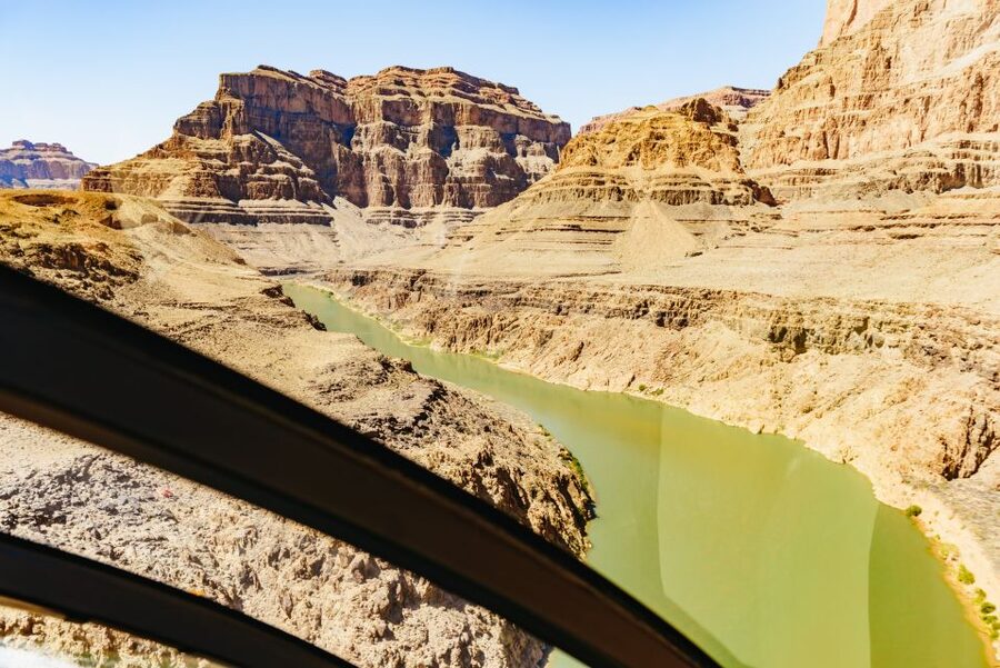 From Las Vegas: Grand Canyon Helicopter Tour with Champagne - From Las Vegas to Lake Mead and Hoover Dam, the route is the show