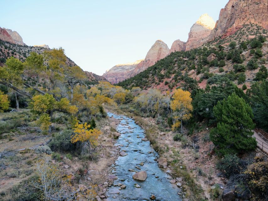 From Las Vegas: Zion National Park Small Group Adventure - Zion Canyon icons: Angels Landing, The Narrows, and Emerald Pools