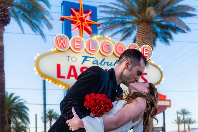 Get Married at the Fabulous Las Vegas Sign + Photos - Ceremony flow at the Sign: flowers, music, and a first dance moment