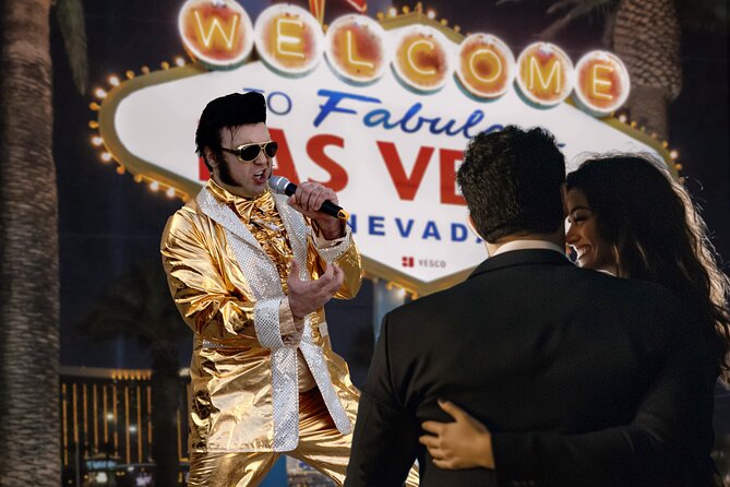 Gold Elvis Wedding or Vow Renewal at Las Vegas Sign - Elvis Vows, Comedy, and Character: Getting the Tone Right