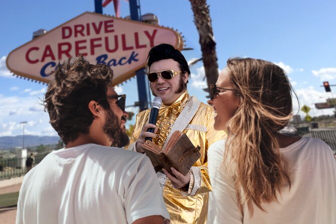 Gold Elvis Wedding or Vow Renewal at Las Vegas Sign - Keepsakes That Actually Make It Feel Real