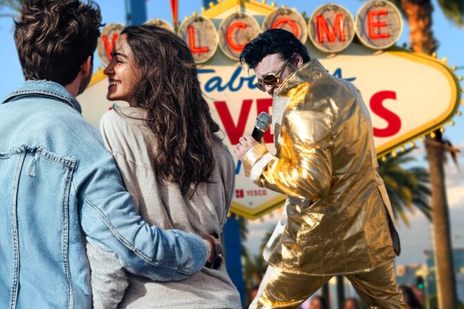 Gold Elvis Wedding or Vow Renewal at Las Vegas Sign - Legal Wedding vs. Renewal: Don’t Get Caught by Paperwork