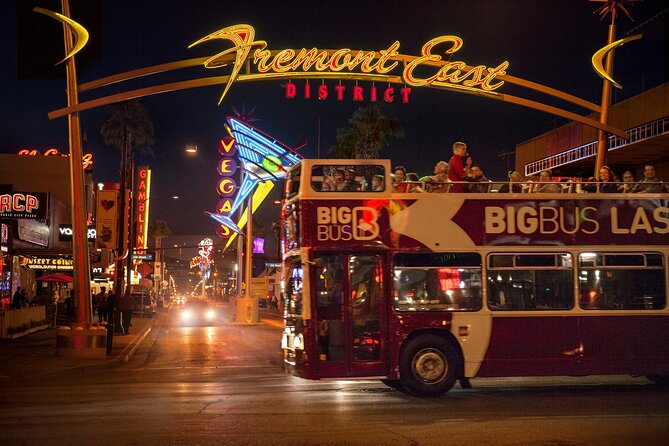 Las Vegas After Dark: Adult-only Night Tour with Free Drink - Entering Las Vegas After Dark on a 2-Deck Open-Top Bus