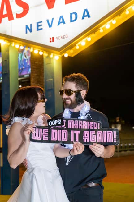 Las Vegas: Gold Elvis Vow Renewal or Wedding at Welcome Sign - Legal wedding reality: vows work like a charm, licenses do not