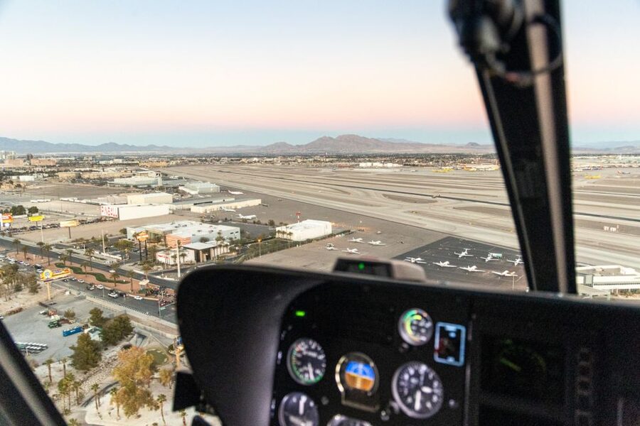 Las Vegas: Helicopter Night Flight over the Strip - Entering the Maverick Helicopter Terminal at Harry Reid