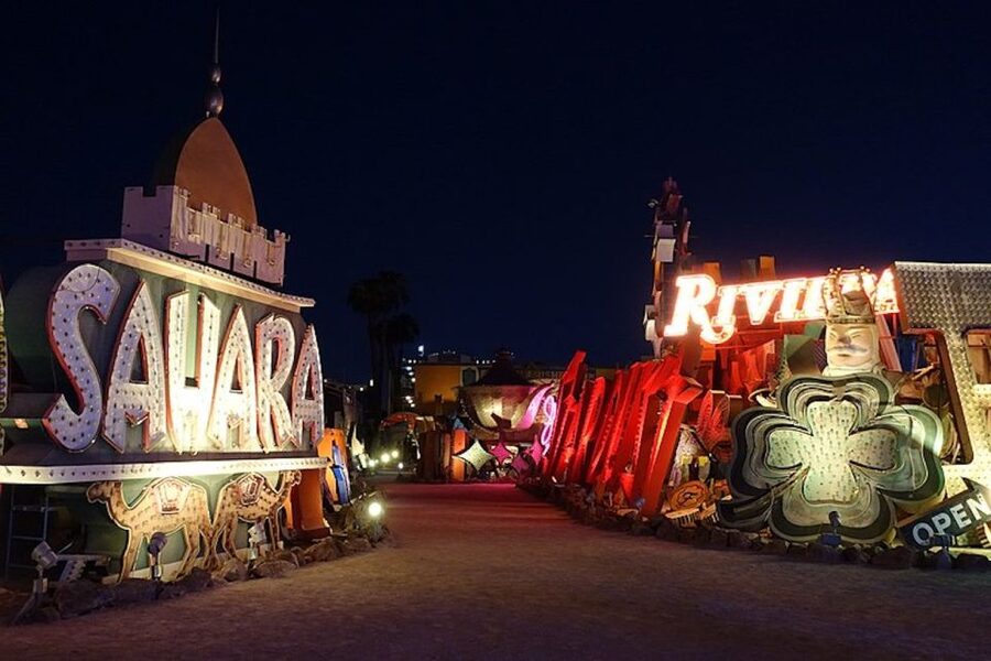 Las Vegas: Night Helicopter Flight and Neon Museum Tour - Brilliant audiovisual show: AR and archival video that re-illuminate signs