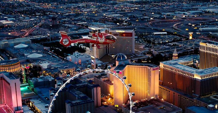 Las Vegas: Night Helicopter Flight over Las Vegas Strip - Las Vegas Strip from above, not just a view