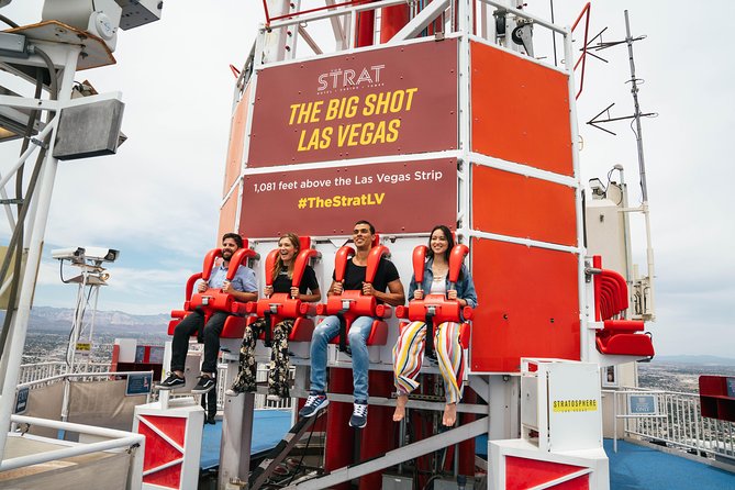 The STRAT Tower Unlimited Ride Pass Ticket - X-Scream roller coaster launch: dangling 109 stories above the Strip